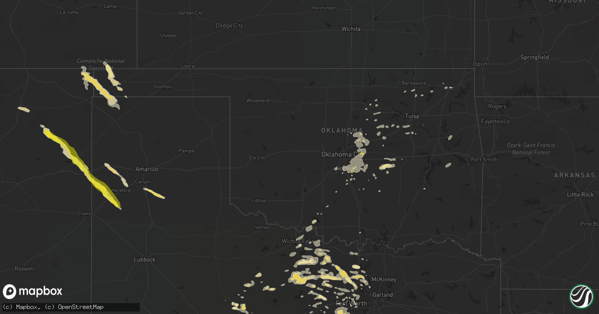 Hail map in Oklahoma on July 3, 2016