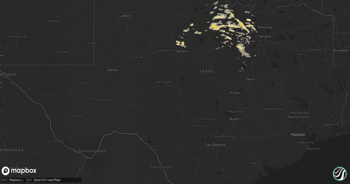 Hail map in Texas on July 3, 2016