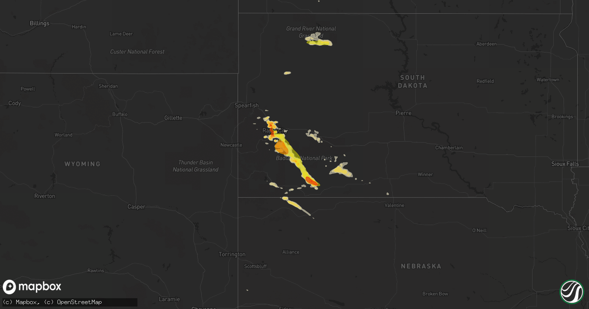 Hail map on July 3, 2016