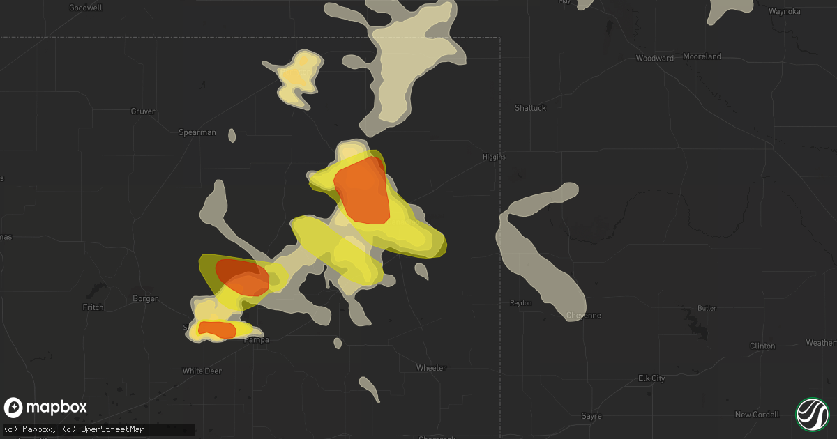 Hail map in Canadian, TX on July 3, 2017