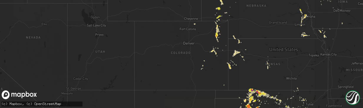 Hail map in Colorado on July 3, 2017