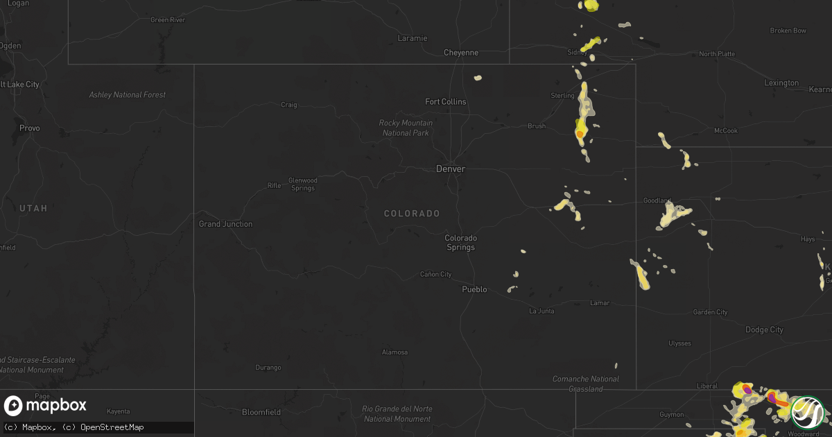 Hail map in Colorado on July 3, 2017
