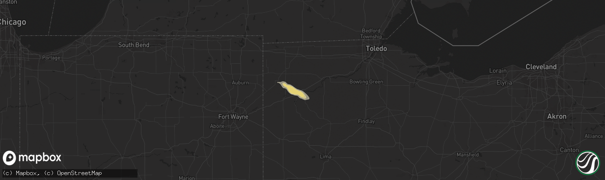 Hail map in Defiance, OH on July 3, 2017