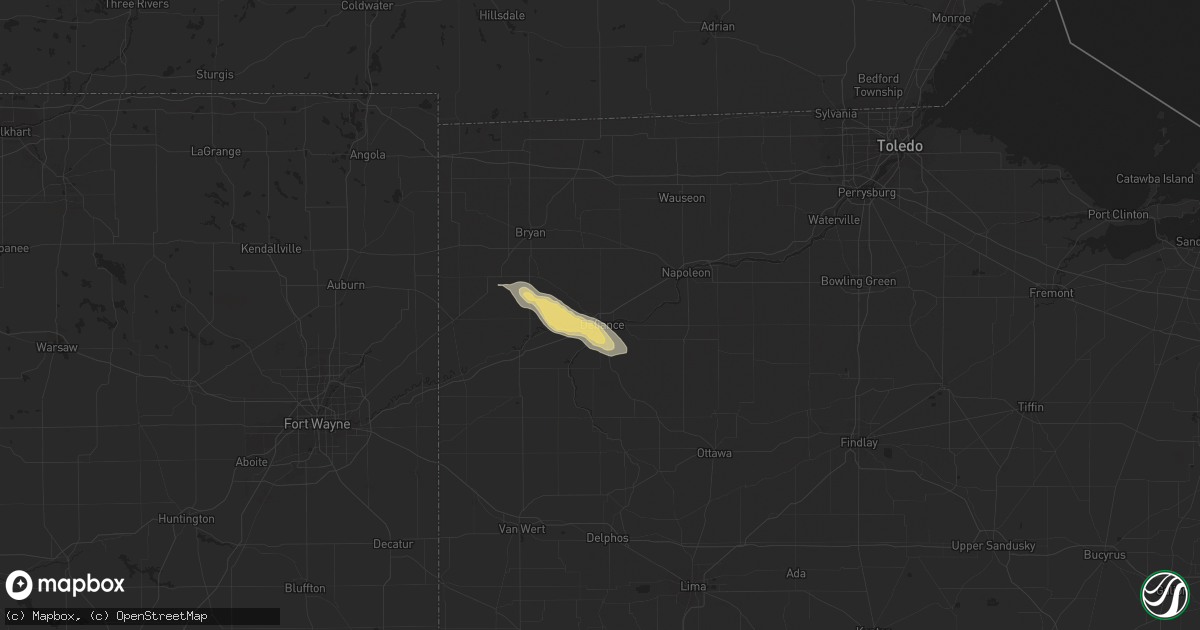 Hail map in Defiance, OH on July 3, 2017