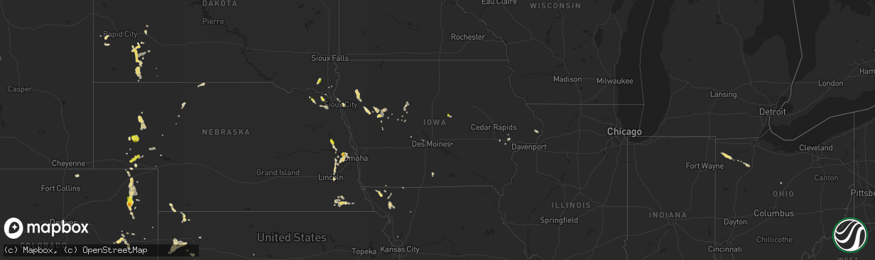 Hail map in Iowa on July 3, 2017