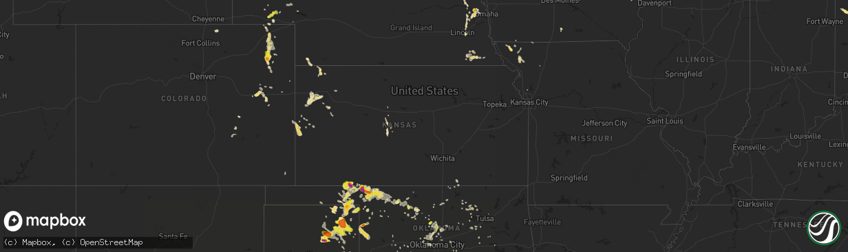 Hail map in Kansas on July 3, 2017