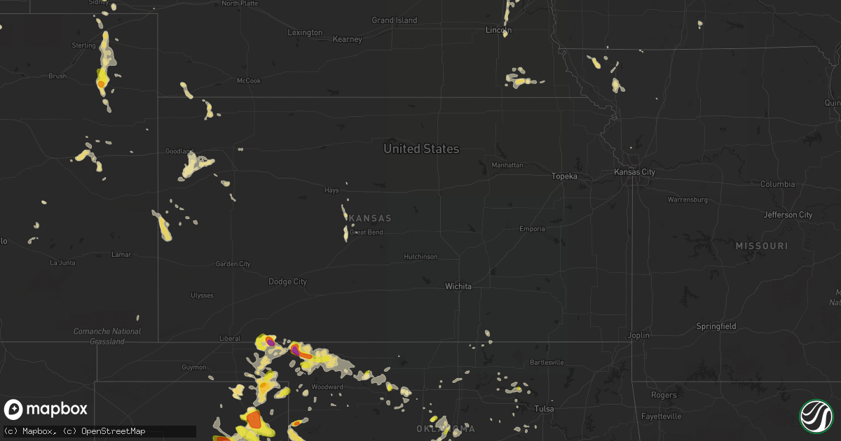 Hail map in Kansas on July 3, 2017