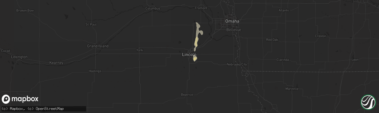 Hail map in Lincoln, NE on July 3, 2017