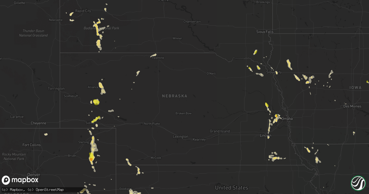 Hail map in Nebraska on July 3, 2017