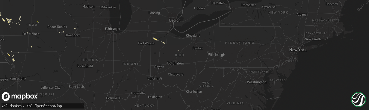 Hail map in Ohio on July 3, 2017