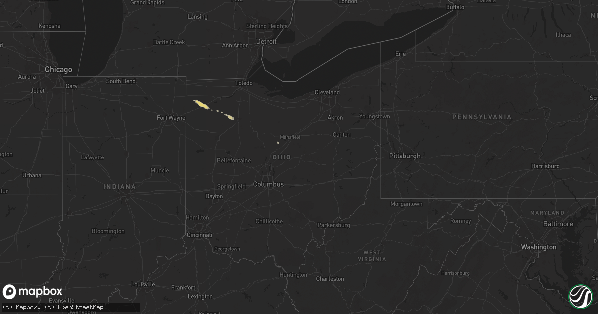 Hail map in Ohio on July 3, 2017