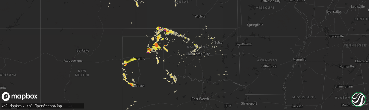 Hail map in Oklahoma on July 3, 2017