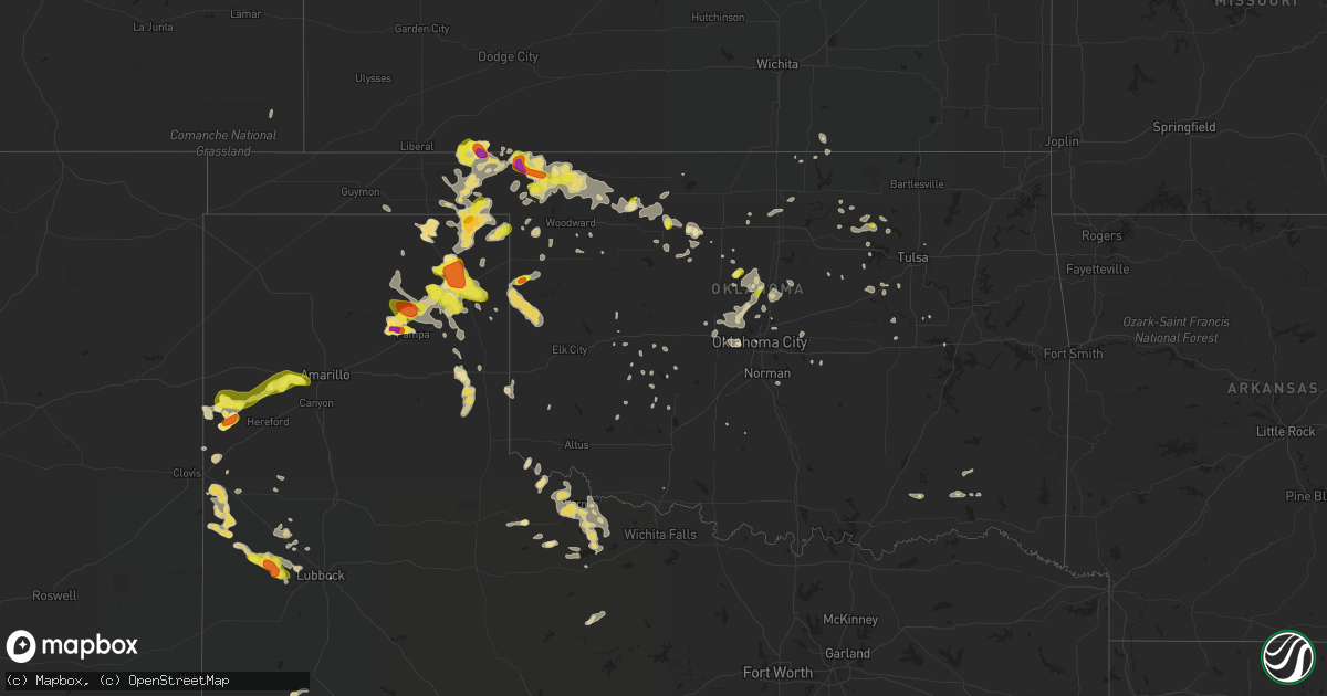 Hail map in Oklahoma on July 3, 2017