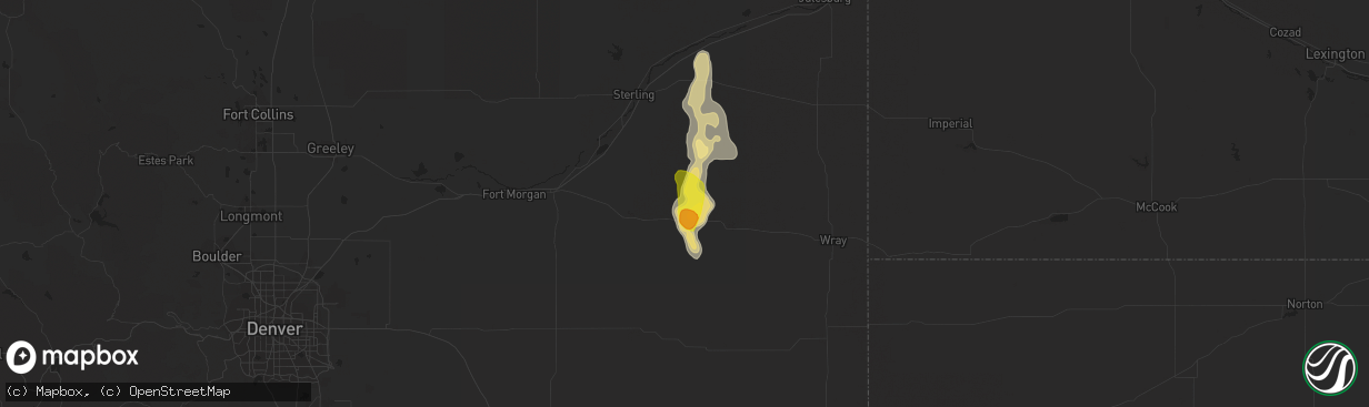 Hail map in Otis, CO on July 3, 2017