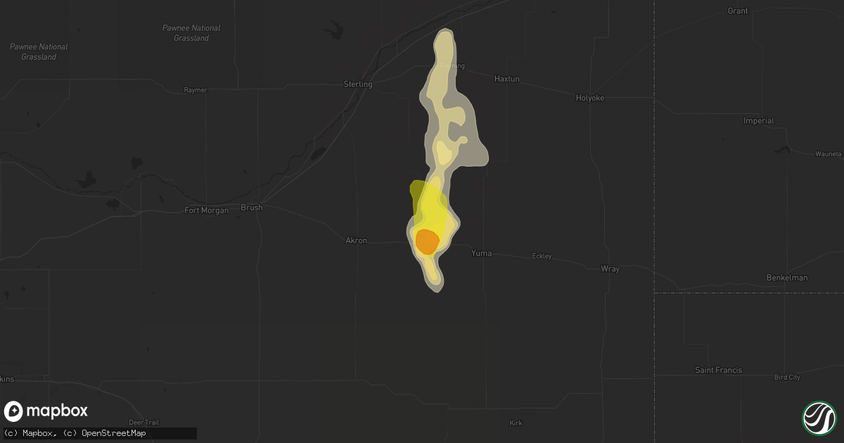 Hail map in Otis, CO on July 3, 2017