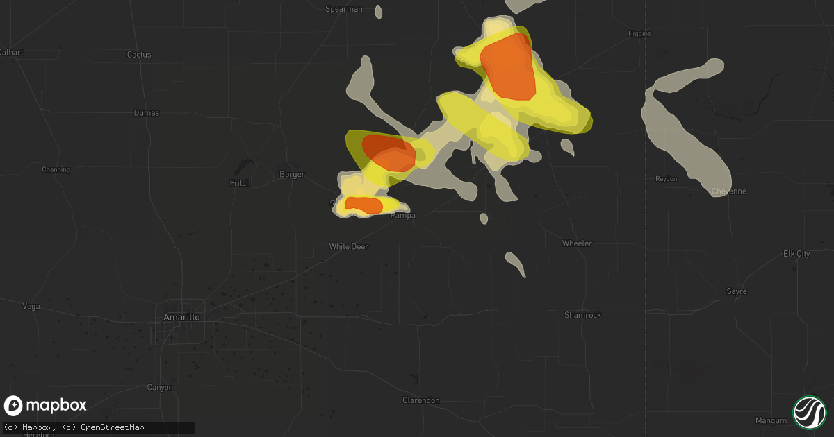 Hail map in Pampa, TX on July 3, 2017
