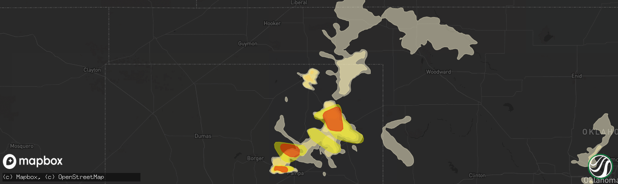 Hail map in Perryton, TX on July 3, 2017