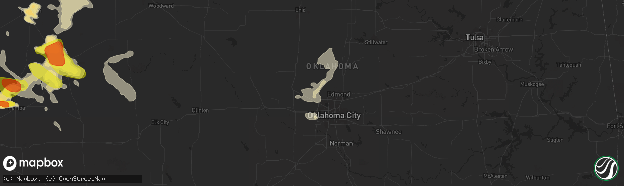 Hail map in Piedmont, OK on July 3, 2017