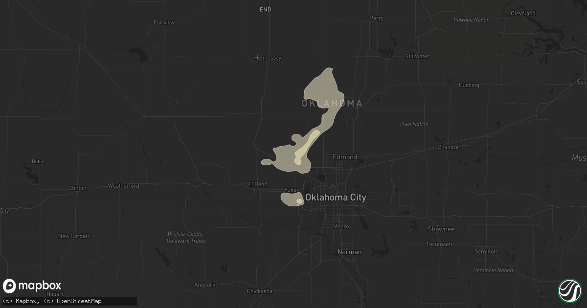 Hail map in Piedmont, OK on July 3, 2017