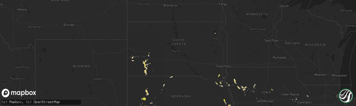 Hail map in South Dakota on July 3, 2017