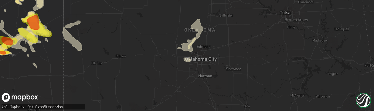 Hail map in Yukon, OK on July 3, 2017