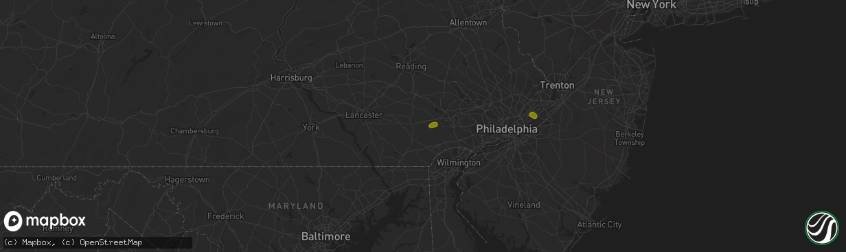 Hail map in Coatesville, PA on July 3, 2018