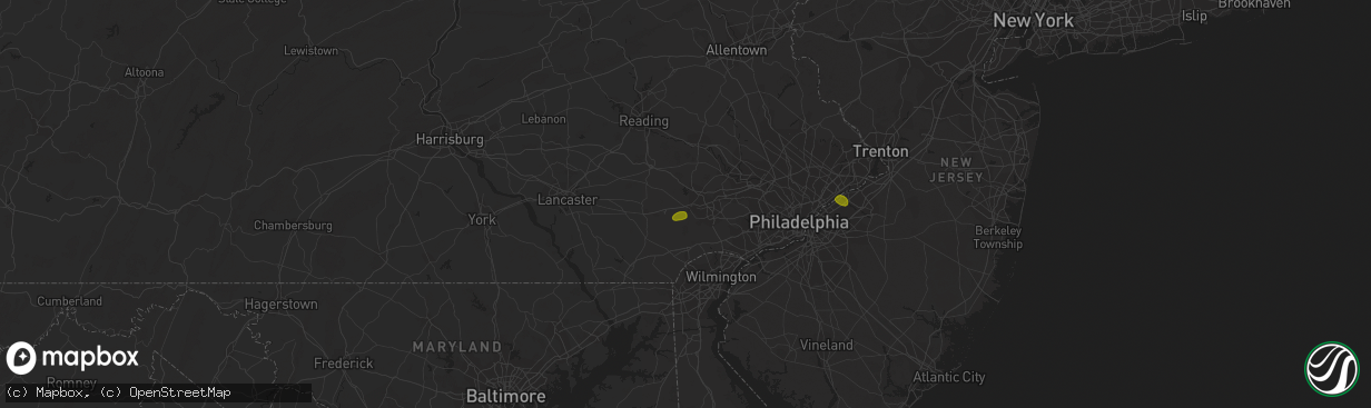 Hail map in Downingtown, PA on July 3, 2018