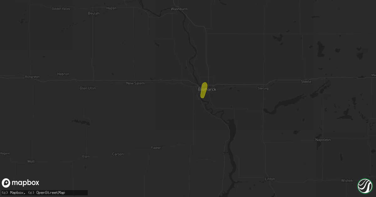 Hail map in Mandan, ND on July 3, 2018