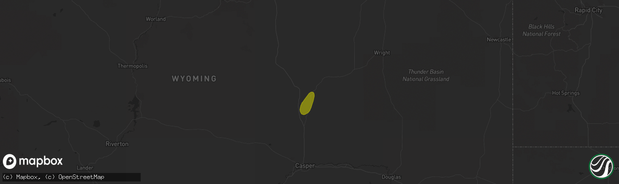 Hail map in Midwest, WY on July 3, 2018