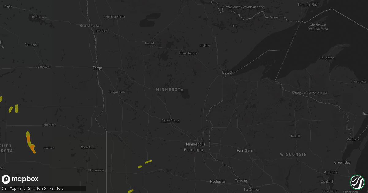 Hail map in Minnesota on July 3, 2018