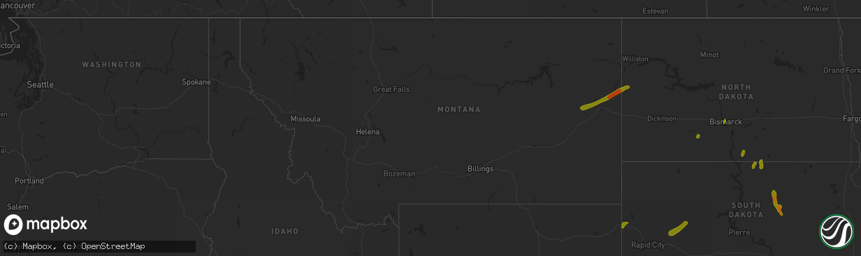 Hail map in Montana on July 3, 2018