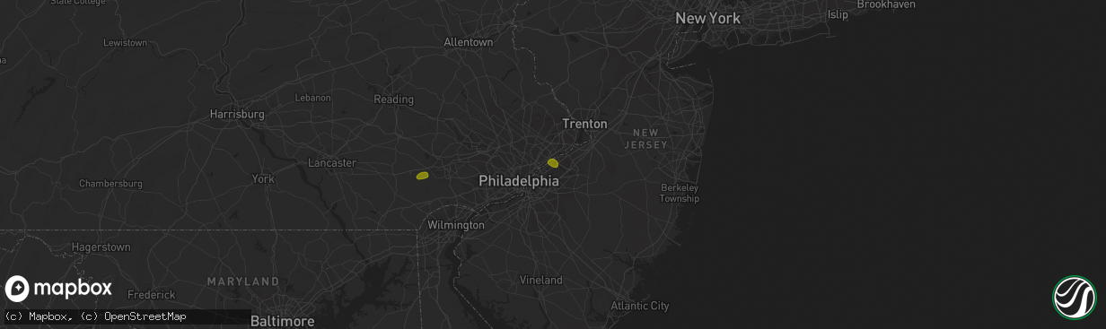 Hail map in Riverside, NJ on July 3, 2018