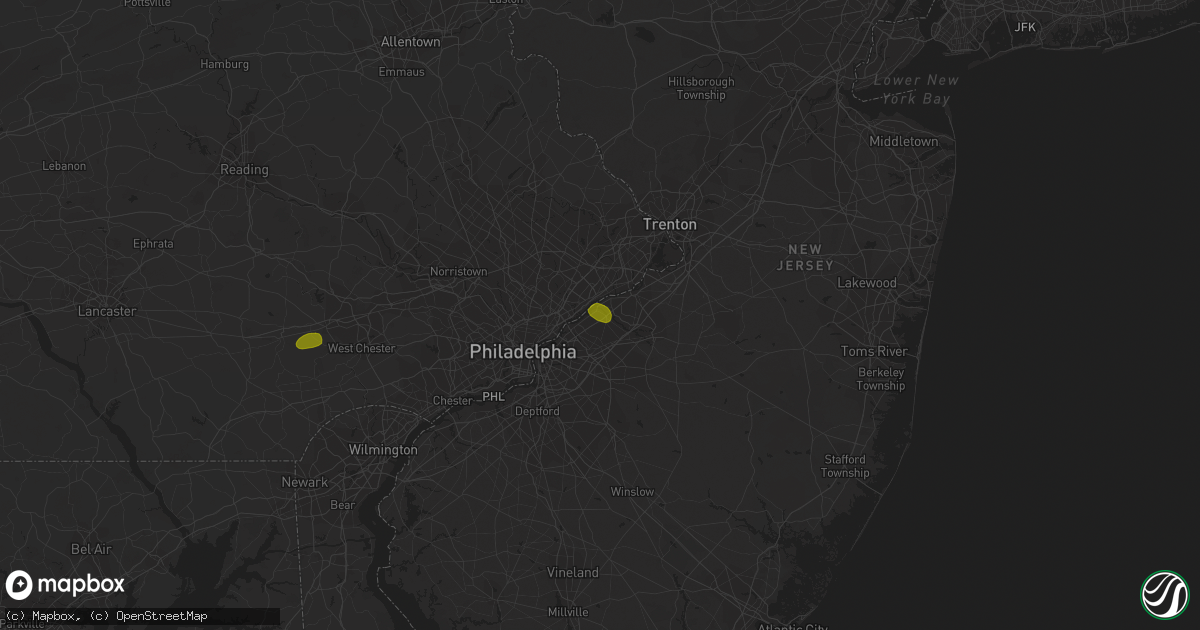 Hail map in Riverside, NJ on July 3, 2018