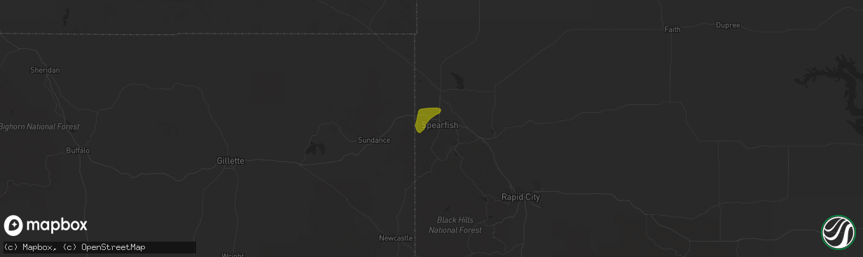 Hail map in Spearfish, SD on July 3, 2018