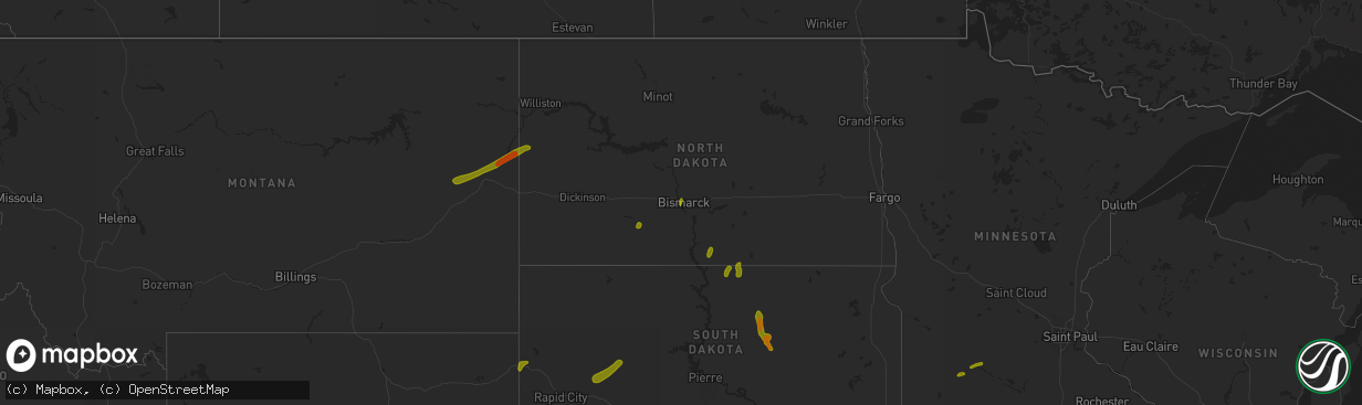 Hail map on July 3, 2018