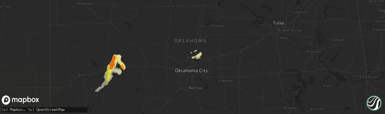 Hail map in Edmond, OK on July 3, 2019