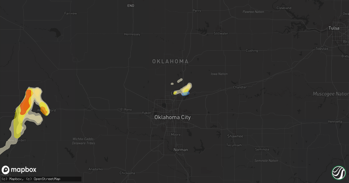 Hail map in Edmond, OK on July 3, 2019