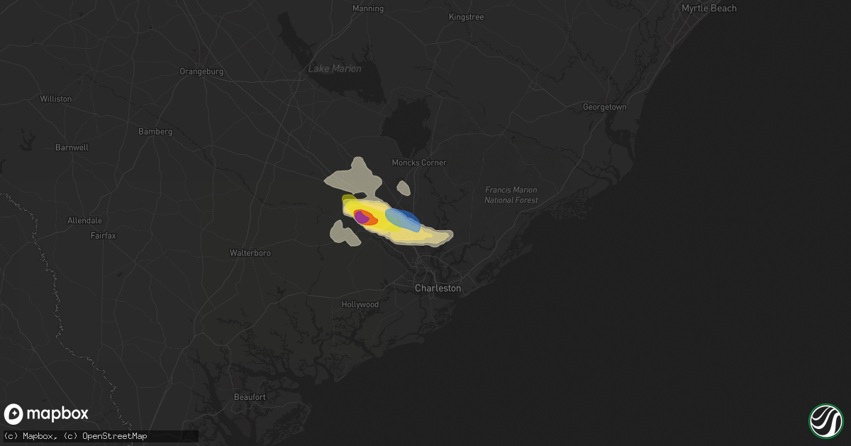 Hail map in Goose Creek, SC on July 3, 2019