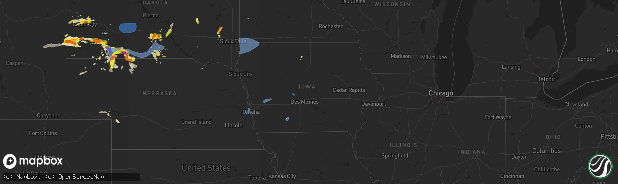 Hail map in Iowa on July 3, 2019