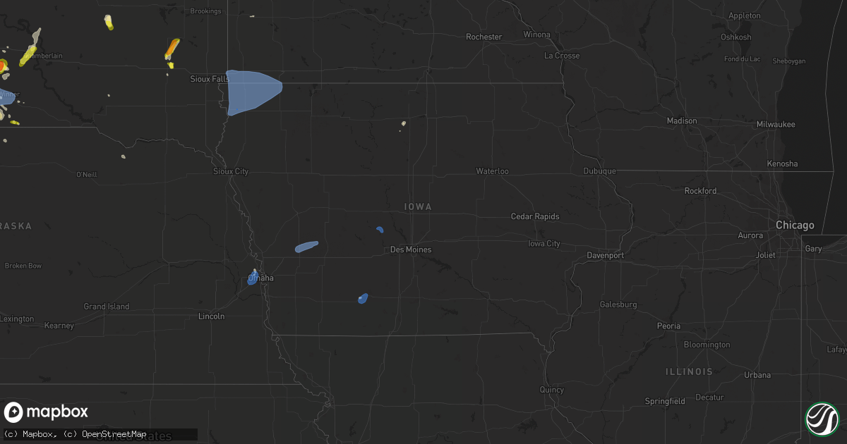 Hail map in Iowa on July 3, 2019