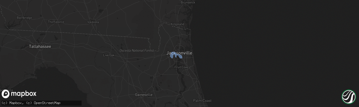 Hail map in Jacksonville, FL on July 3, 2019