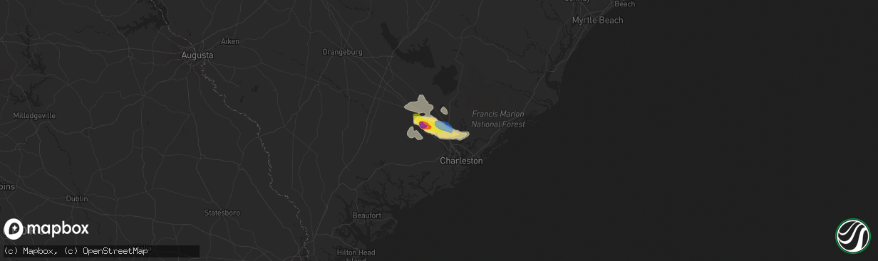 Hail map in Ladson, SC on July 3, 2019