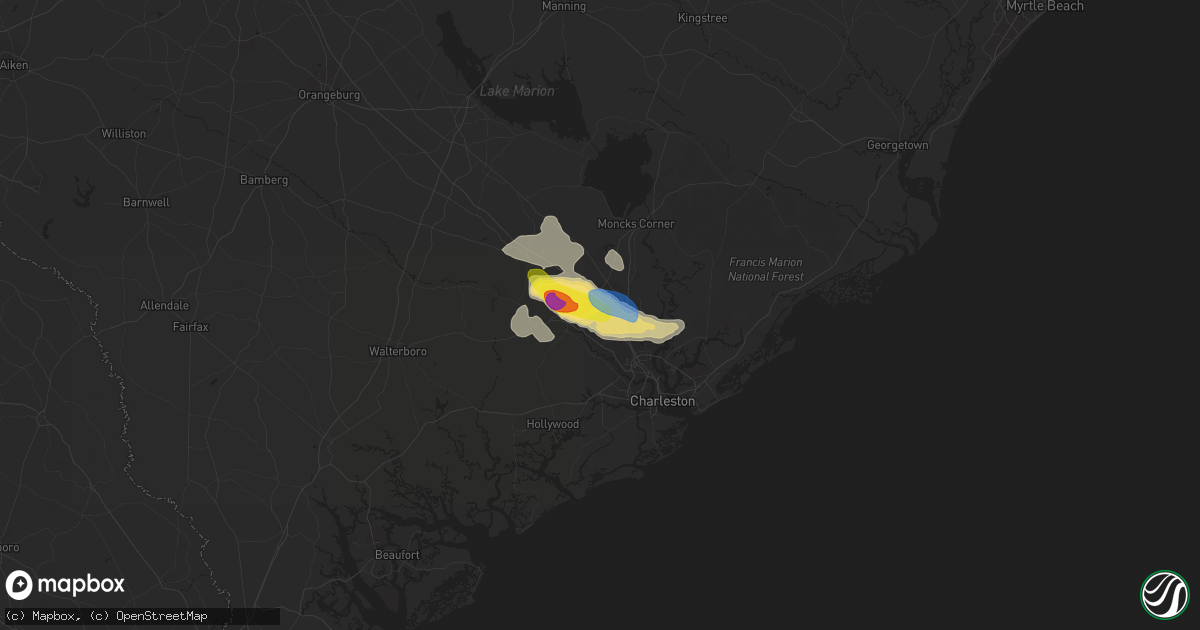 Hail map in Ladson, SC on July 3, 2019