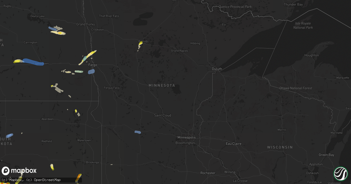 Hail map in Minnesota on July 3, 2019