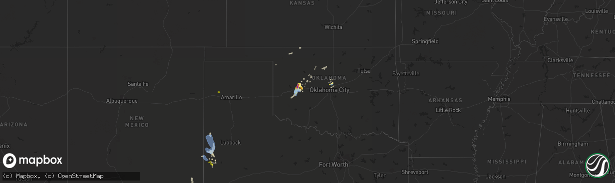 Hail map in Oklahoma on July 3, 2019