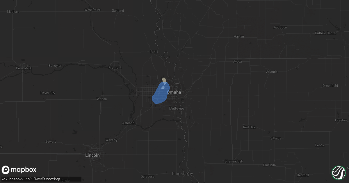 Hail map in Omaha, NE on July 3, 2019