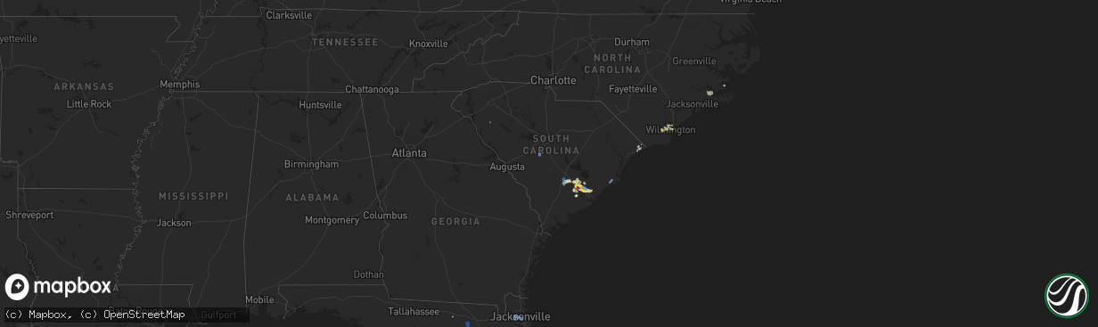 Hail map in South Carolina on July 3, 2019