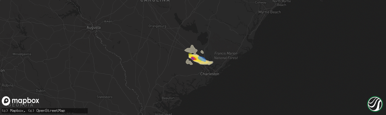 Hail map in Summerville, SC on July 3, 2019