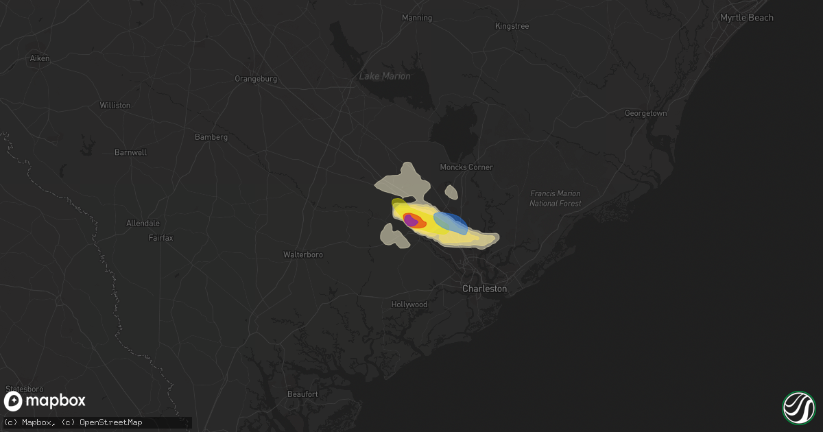 Hail map in Summerville, SC on July 3, 2019