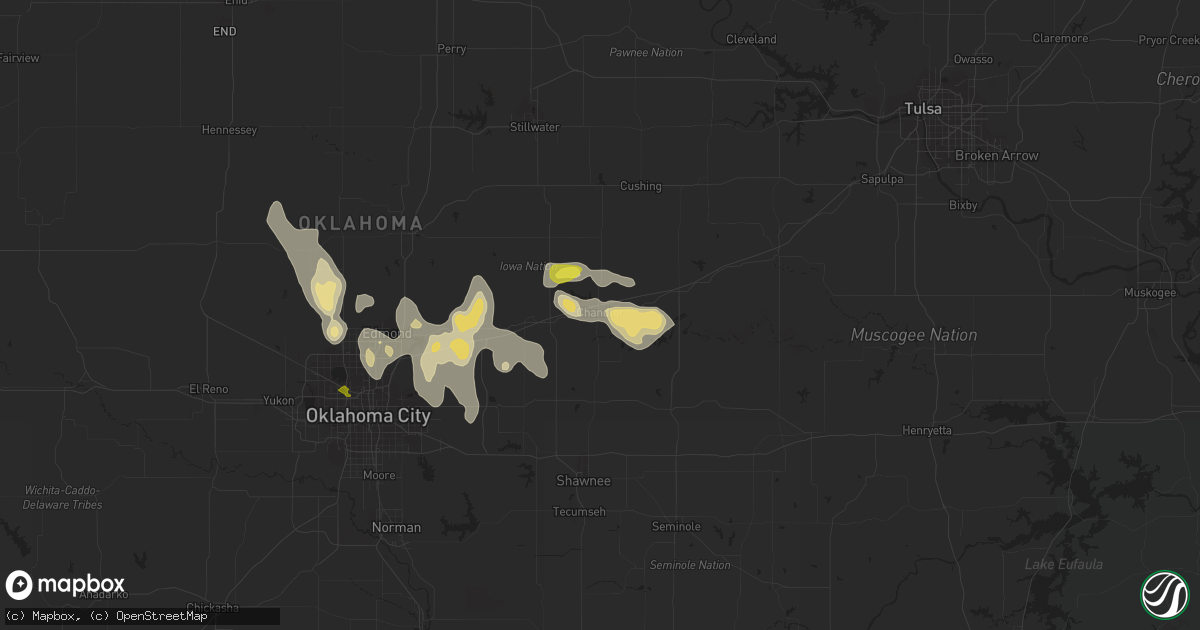 Hail map in Chandler, OK on July 3, 2020